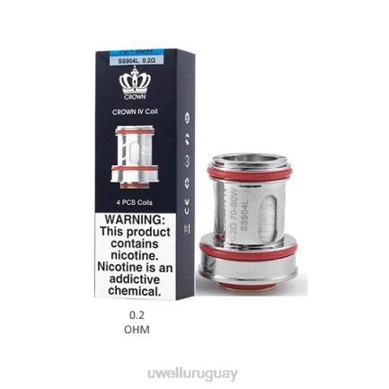 UWELL Montevideo - UWELL CROWN 4 bobinas de repuesto (paquete de 4) doble bobina 0.2ohm PTJR182