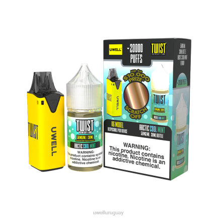 UWELL Disposable Vape - UWELL V6 dispositivo desechable + jugo daddy's vapor 30ml - paquete de colaboración clr: amarillo/flv: menta fría ártica 50 mg PTJR215